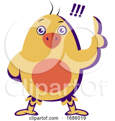 Yellow Chicken Showing One Finger up Vector Illustration on a White Background by Morphart Creations