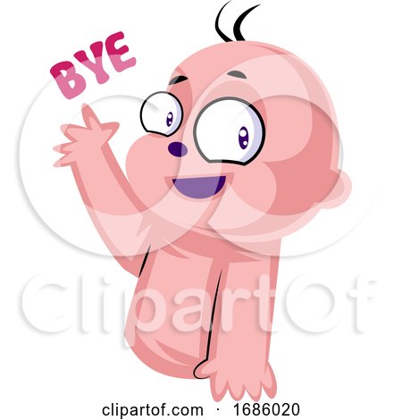 Baby Waving and Saying Bye Vector Illustration on a White Background by Morphart Creations