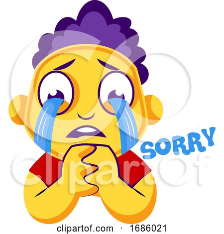 Yellow Boy Crying and Saying Sorry Vector Illustration on a White Background by Morphart Creations