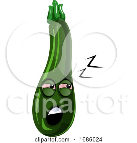 Sleepy Cartoon Courgettes Illustration Vector on White Background by Morphart Creations
