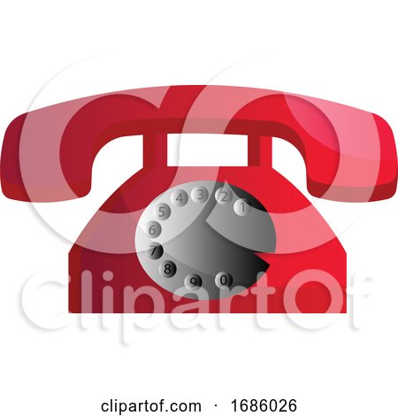 Old Red Telephone Vector Illustration on a White Background by Morphart Creations