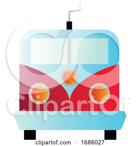 Vector Illustration of a Front View of a Red and Blue Train on White Background by Morphart Creations