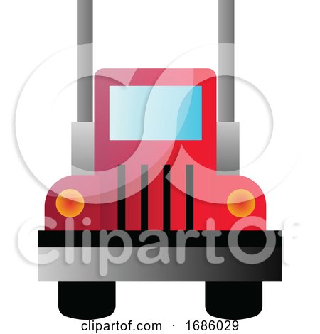 Vector Illustration of a Front View of a Big Red Truck on White Background by Morphart Creations