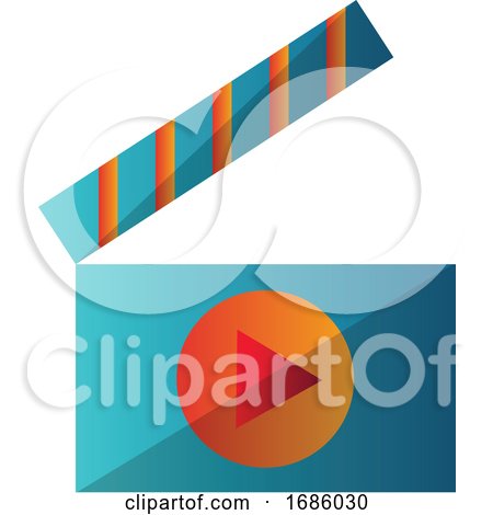 Blue and Orange Video Player Icon Vector Illustration on a White Background by Morphart Creations