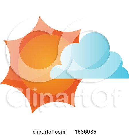 Vector Illustration of a Sun Covered with a Cloud on White Background by Morphart Creations