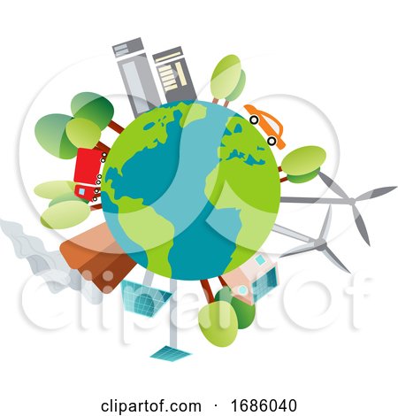 Illustration of Our Planet and It's Environment Illustration Vector on White Background by Morphart Creations