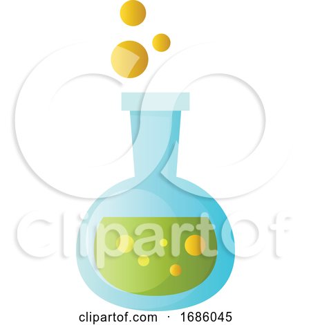 Vector Illustration of a Chemical Beaker with Green Fluid in It on White Background by Morphart Creations