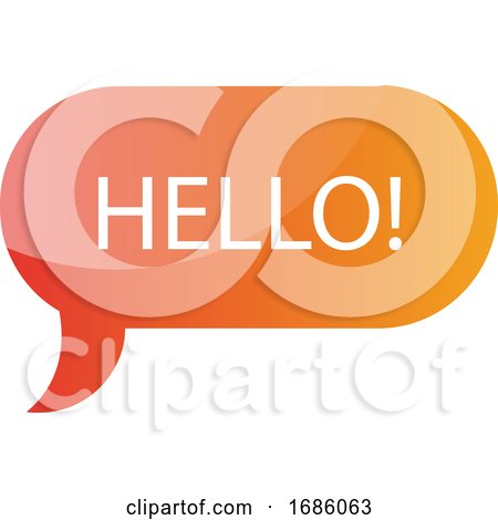 Orange Hello! Message Bubble Vector Icon Illustration on a White Background by Morphart Creations