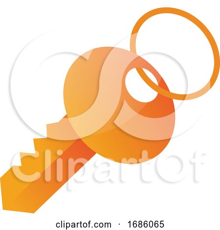 Simple Vector Icon Illustration of a Single Key on a White Background by Morphart Creations