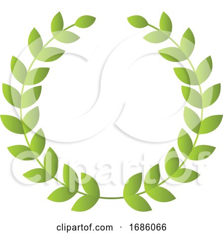 Light Green Leaves Forming a Wreath Vector Illustration on a White Background by Morphart Creations