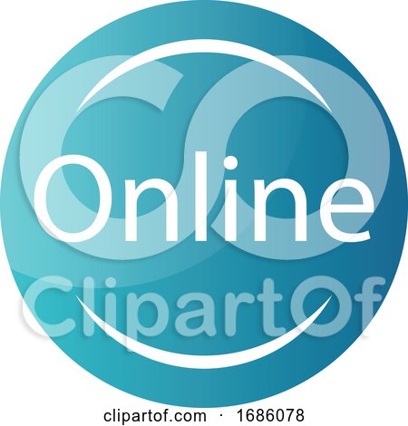 Simple Blue Online Button Vector Illustration on a White Background by Morphart Creations