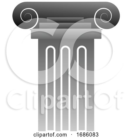 Vector Illustration of a Grey Greek Pillar on White Background by Morphart Creations