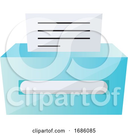 Blue Printer with a Paper Vector Illustration on a White Background by Morphart Creations