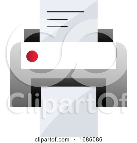 Grey and White Printer Vector Illustration on a White Background by Morphart Creations