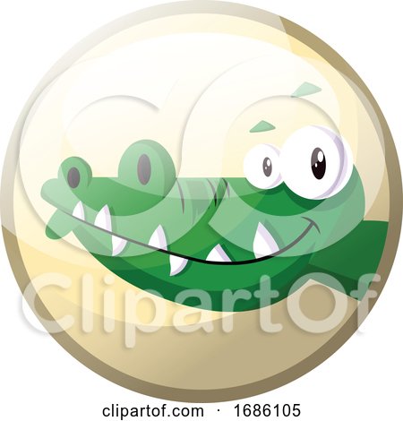 Cartoon Character of a Green Crocodile Smiling Vector Illustration in Light Yellow  Circle on White Background Posters, Art Prints by - Interior Wall Decor  #1686105