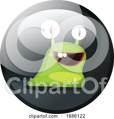 Cartoon Character of a Green Smiling Snail Vector Illustration in Dark Grey Circle on White Background by Morphart Creations