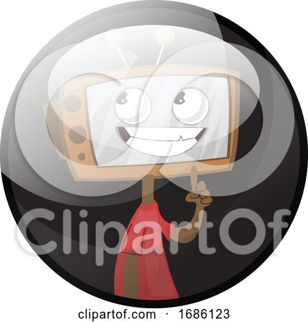 Cartoon Character of Human Looking Tv Vector Illustration in Grey Circle on White Background by Morphart Creations