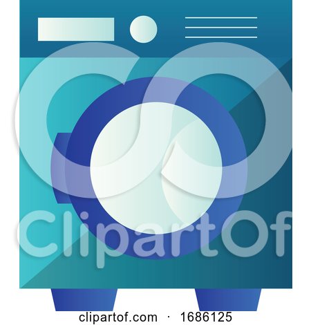Minimalistic Blue Washing Machine Vector Illustration on a White Background by Morphart Creations