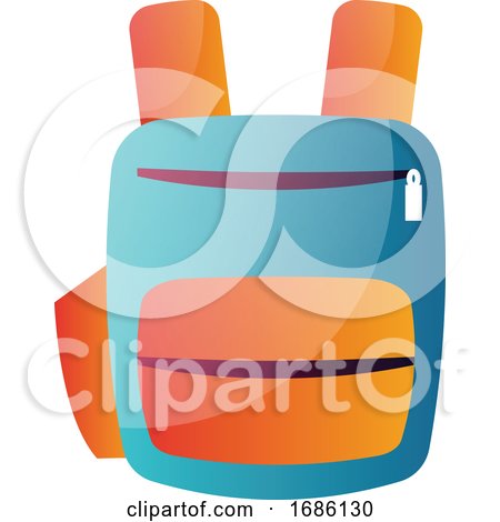 Blue and Orange School Backpack Vector Illustration on a White Background by Morphart Creations