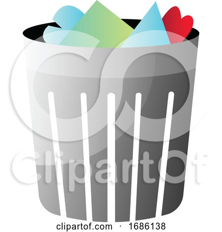Trashbin with Trash Inside Vector Illustration on a White Background by Morphart Creations