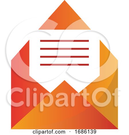 Letter Inside Orange Envelope Vector Illustration on a White Background by Morphart Creations