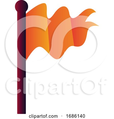 Orange Flag on Purple Stick Vector Icon Illustration on a White Background by Morphart Creations