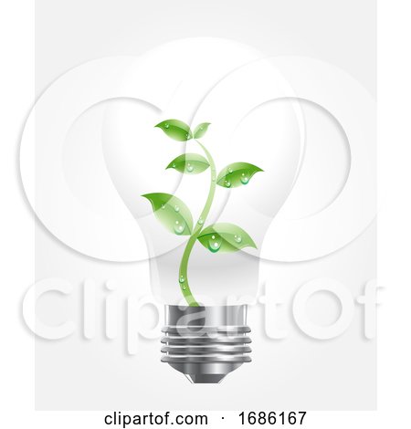 Vector of Light Bulb with Green Plant by Morphart Creations