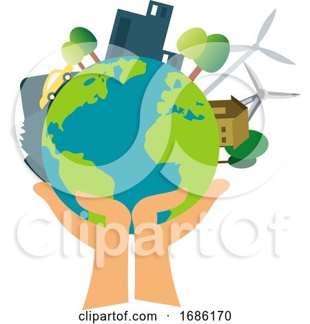 Our Planet Is in Our Hands Illustration Vector on White Background by Morphart Creations
