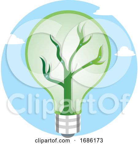 Green Light Bulb As a Symbol for Renewable Energy Resources Illustration Vector on White Background by Morphart Creations