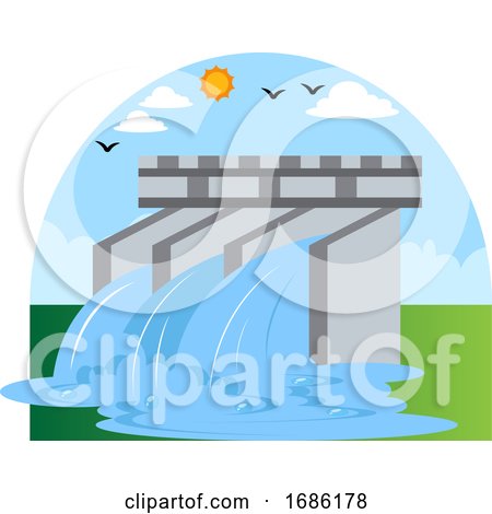 Hydroelectric Power As Eco Source Illustration Vector on White Background by Morphart Creations