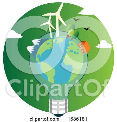 Our Planet in a Light Bulb Illustration Vector on White Background by Morphart Creations