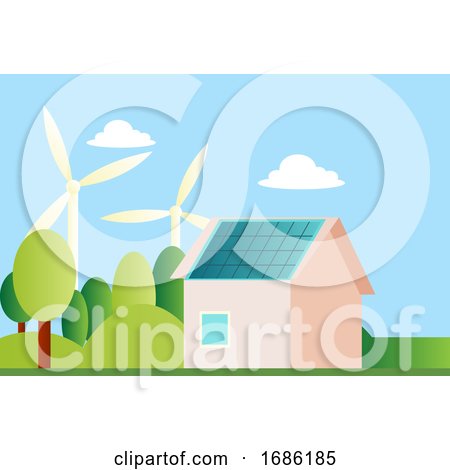 Ilustration of a Sustainable House Illustration Vector on White Background by Morphart Creations