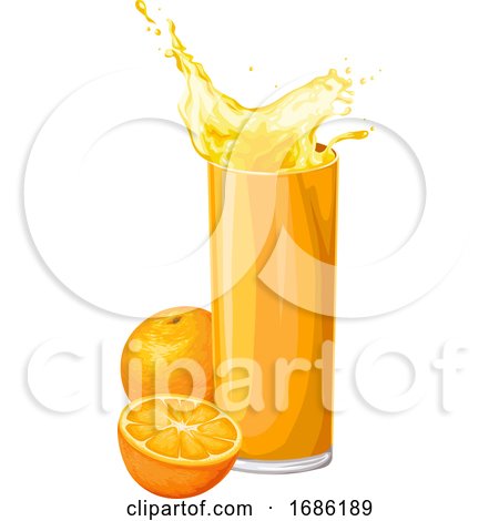 Vector of Orange Fruit with Juice in Glass by Morphart Creations