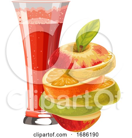 Vector of Sliced Fruit and Glass of Mocktail by Morphart Creations
