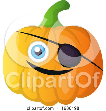 Pumpkin with a Black Patch on His Eye Illustration Vector on White Background by Morphart Creations
