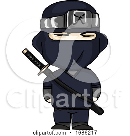 Ninja Warrior Cartoon Vector or Color Illustration by Morphart Creations