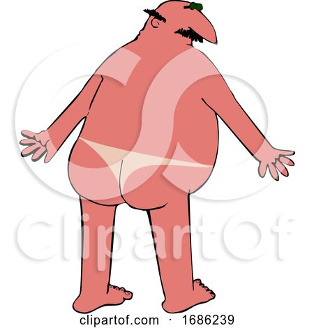 Cartoon Chubby Nude Man with a Sun Burn on His Back Side by djart
