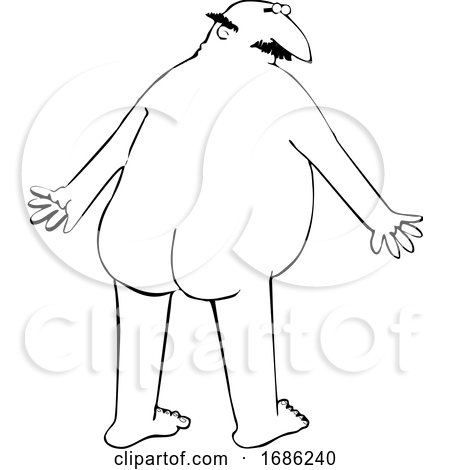 Cartoon Chubby Nude Man with a Sun Burn on His Back Side by djart