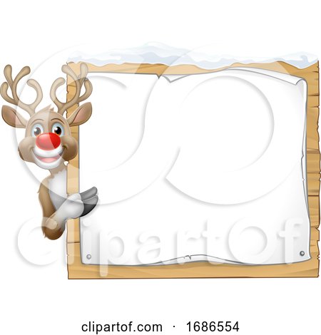 Reindeer Christmas Sign Cartoon by AtStockIllustration
