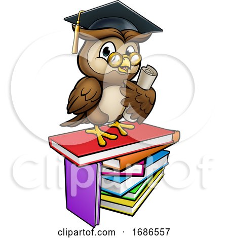 Wise Owl Graduate Teacher Cartoon Character by AtStockIllustration