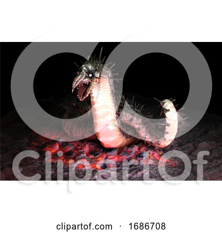 Hell Serpent on Lava, Ripper Wyrm, Wyvern or Dragon 3d Render. by Leo Blanchette