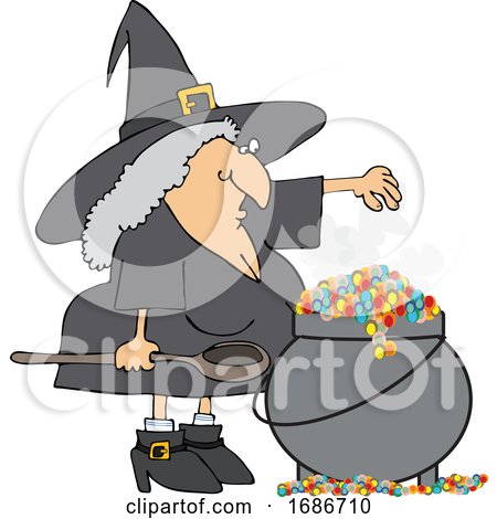 Witch Making a Spell in Her Cauldron by djart