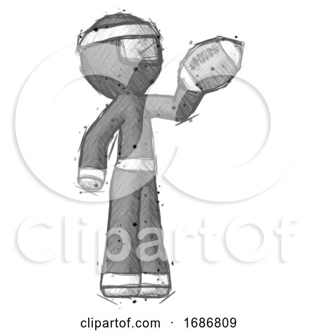Sketch Ninja Warrior Man Holding Football up by Leo Blanchette