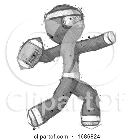 Sketch Ninja Warrior Man Throwing Football by Leo Blanchette