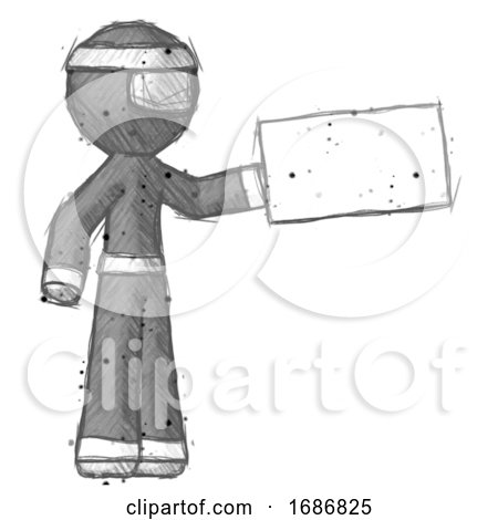 Sketch Ninja Warrior Man Holding Large Envelope by Leo Blanchette