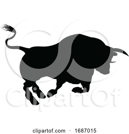 Charging Bull Silhouette by AtStockIllustration