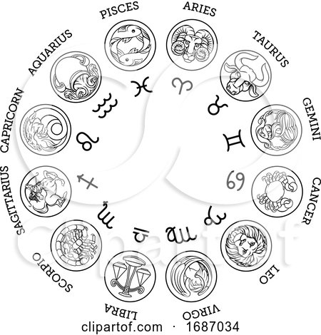 Astrological Zodiac Horoscope Star Signs Icon Set by AtStockIllustration