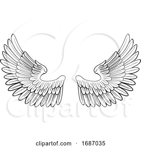 Pair of Angel or Eagle Bird Wings by AtStockIllustration