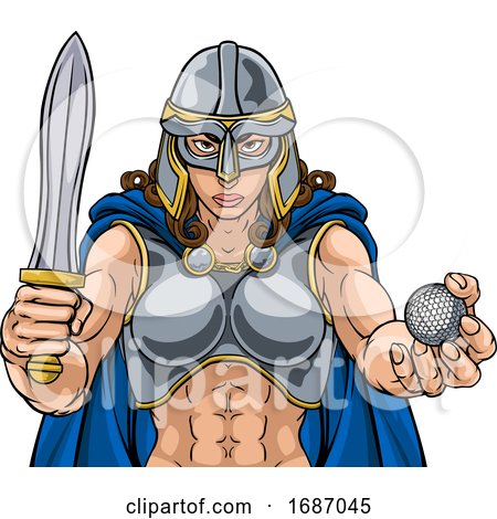 Viking Trojan Celtic Knight Golf Warrior Woman by AtStockIllustration