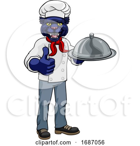 Panther Chef Mascot Cartoon Character by AtStockIllustration